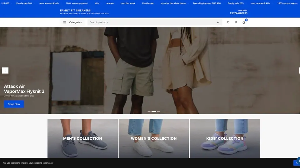 Preview of the Fashion sneakers · family theme with sample products