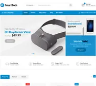 Preview of the Smart Tech · Hub theme with sample products