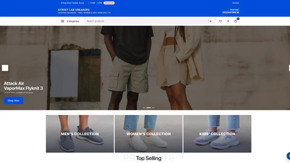 Preview of the Fashion sneakers · street theme with sample products